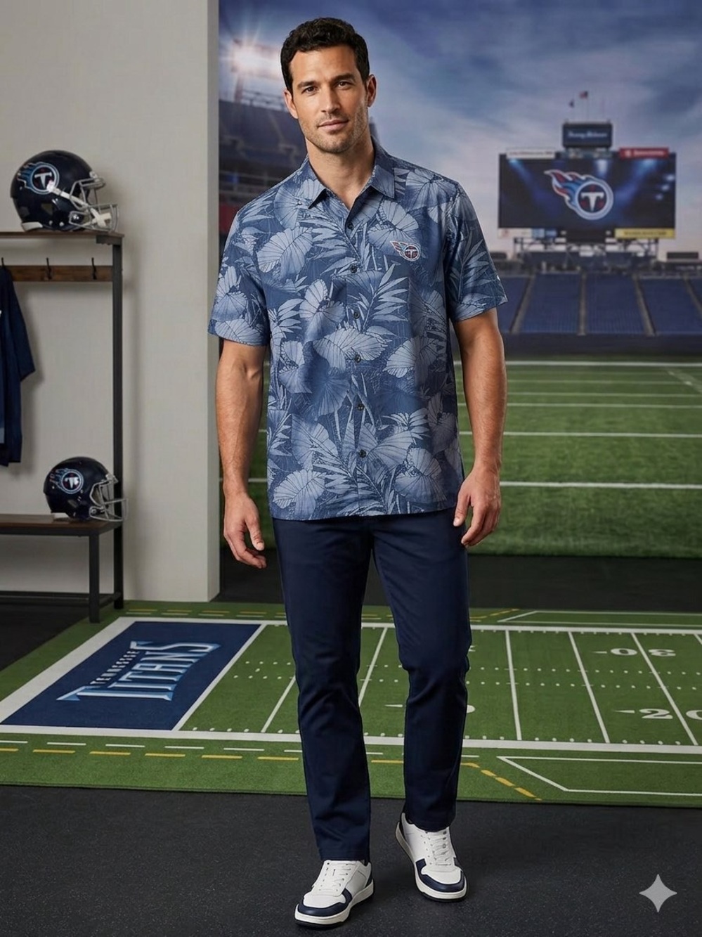 Tommy Bahama Floral Short-Sleeve Button-Up Shirt - Tennessee Titans